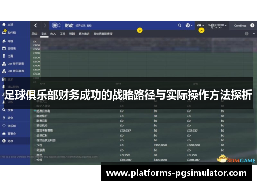 足球俱乐部财务成功的战略路径与实际操作方法探析